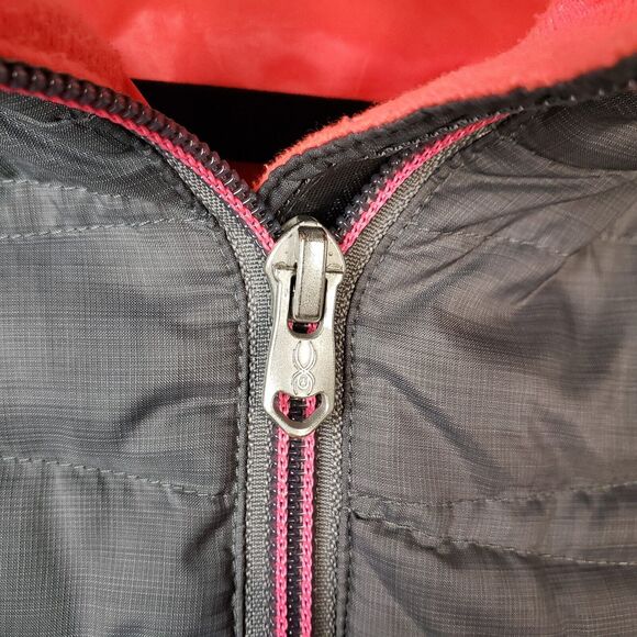 Spyder Down Puffer Jacket Womens M Gray Pink Hooded Zip Winter Ski Luxe 38x26 - Picture 5 of 14